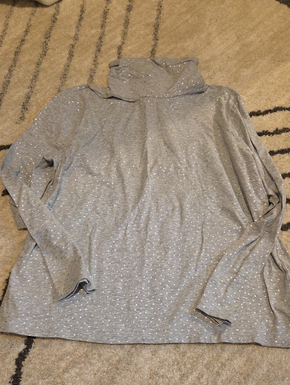 Talbots Silver-Gray Sparkle Turtleneck Long Sleeve Top